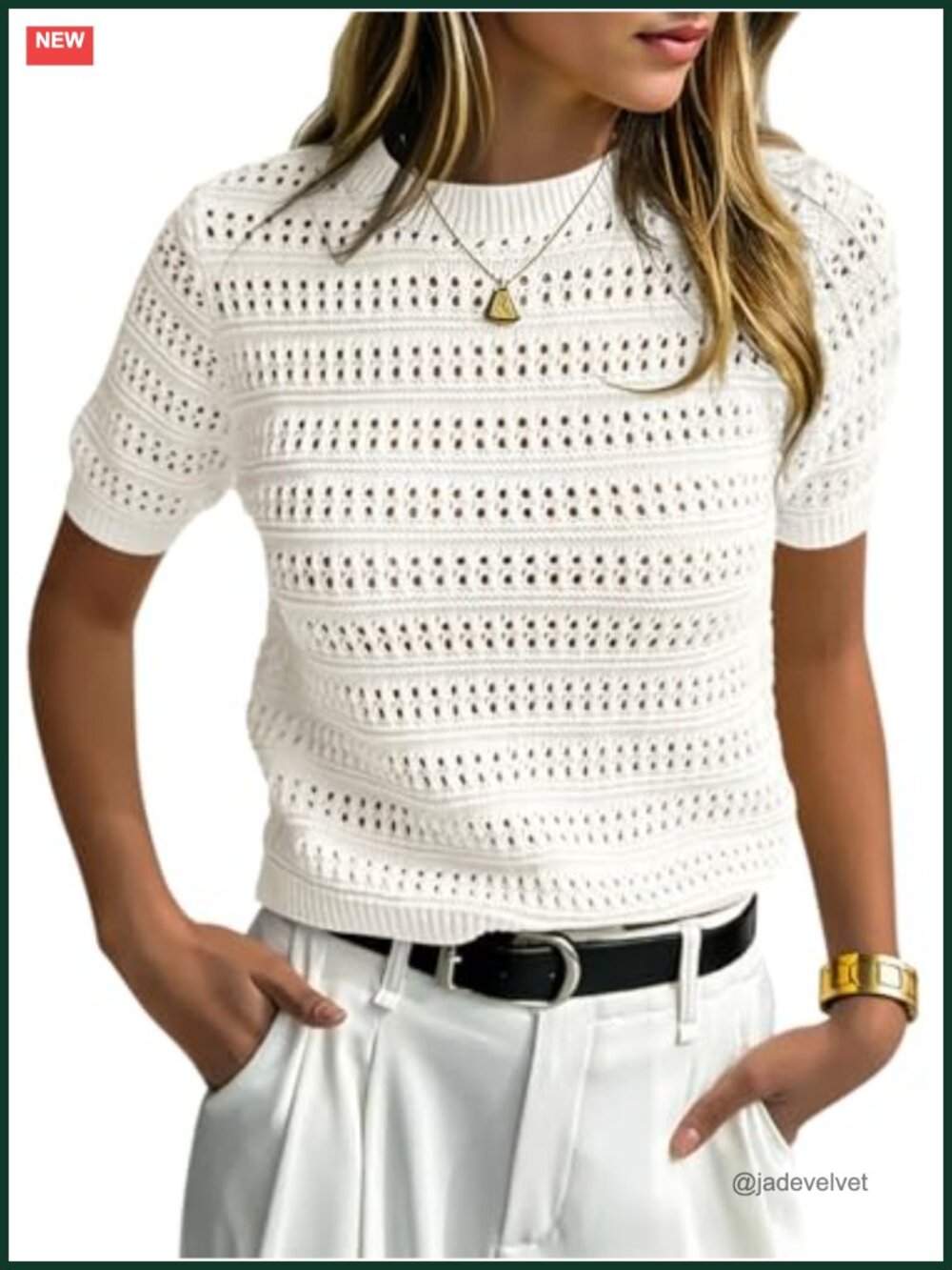 Short Sleeve Crochet Knit Sweater Women Hollow Out Boho Pullover Top